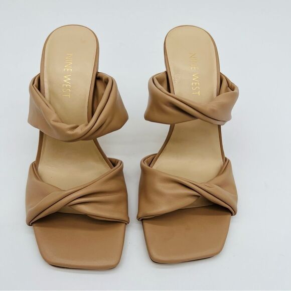 New! NINE WEST Women’s Sashah 3 Heeled Dress Sandals Light Natural - Picture 9 of 16